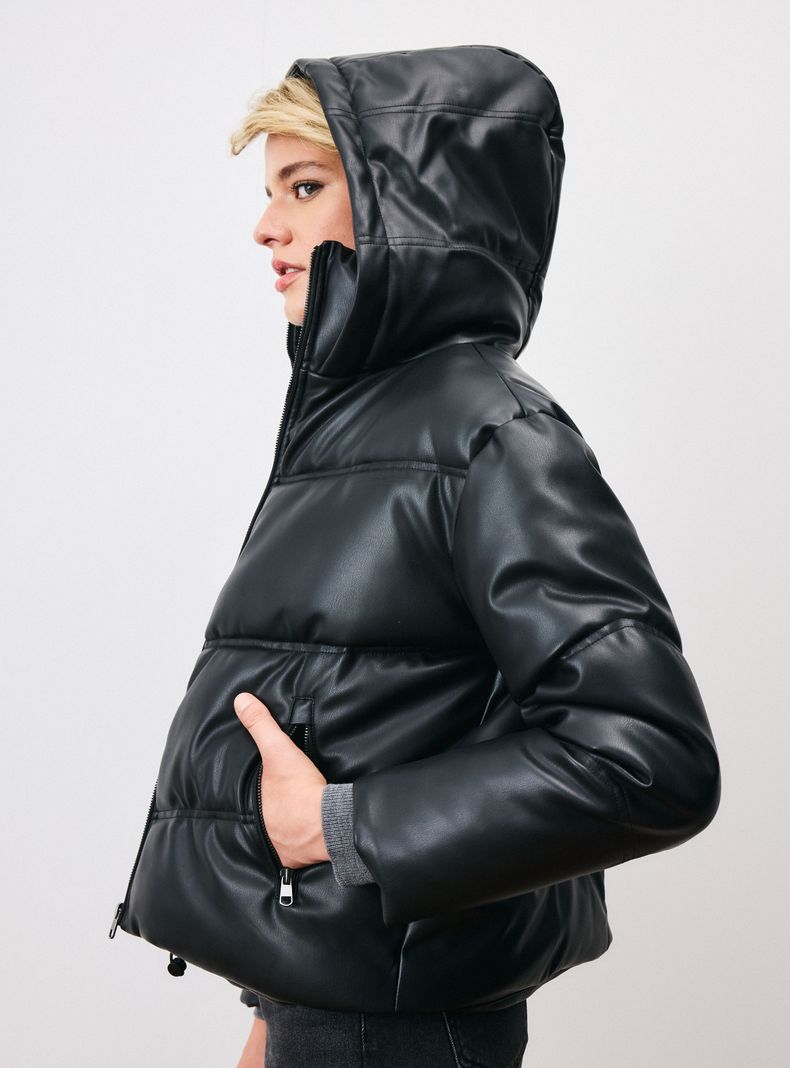 Parka Puffa de Cuero Sintético-3