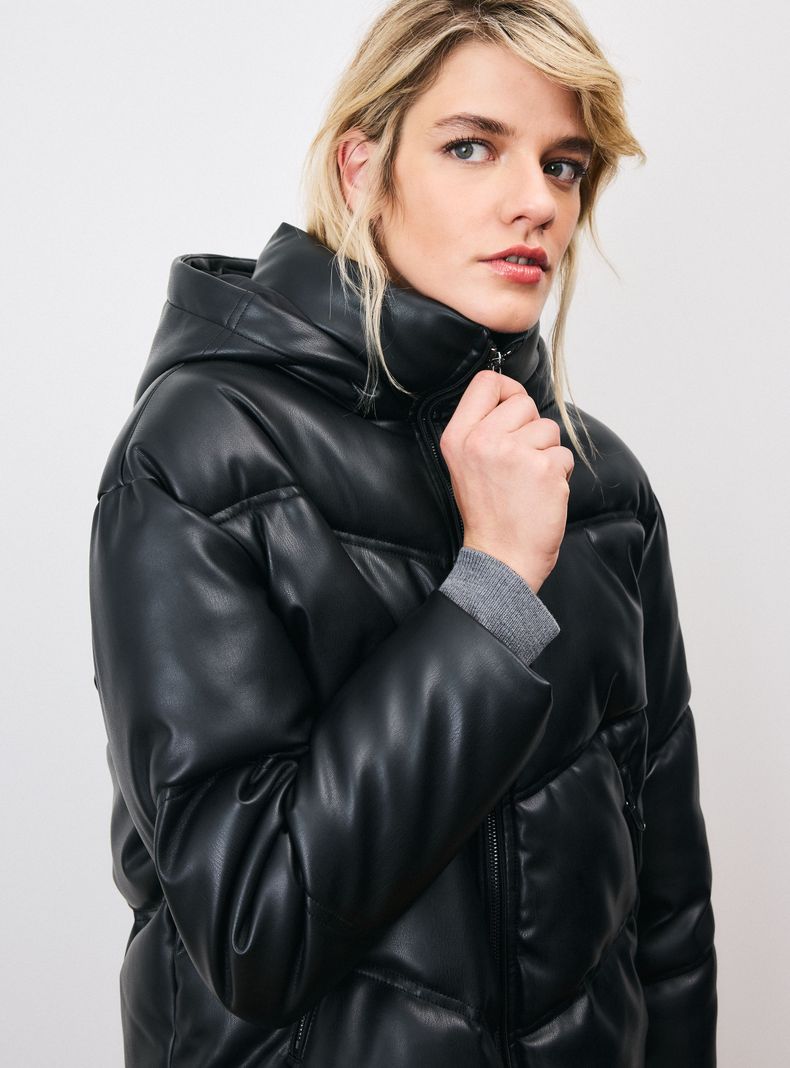 Parka Puffa de Cuero Sintético-2