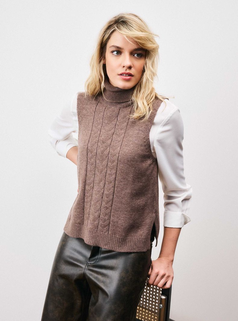 Sweater sin Mangas Diseño Trenza-0
