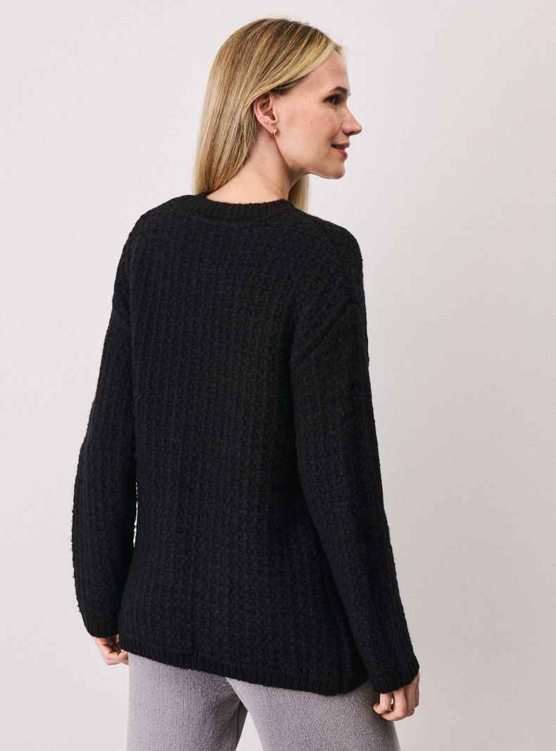 Chaleco Chaqueta Tejida con Textura Y Botones Joya-1