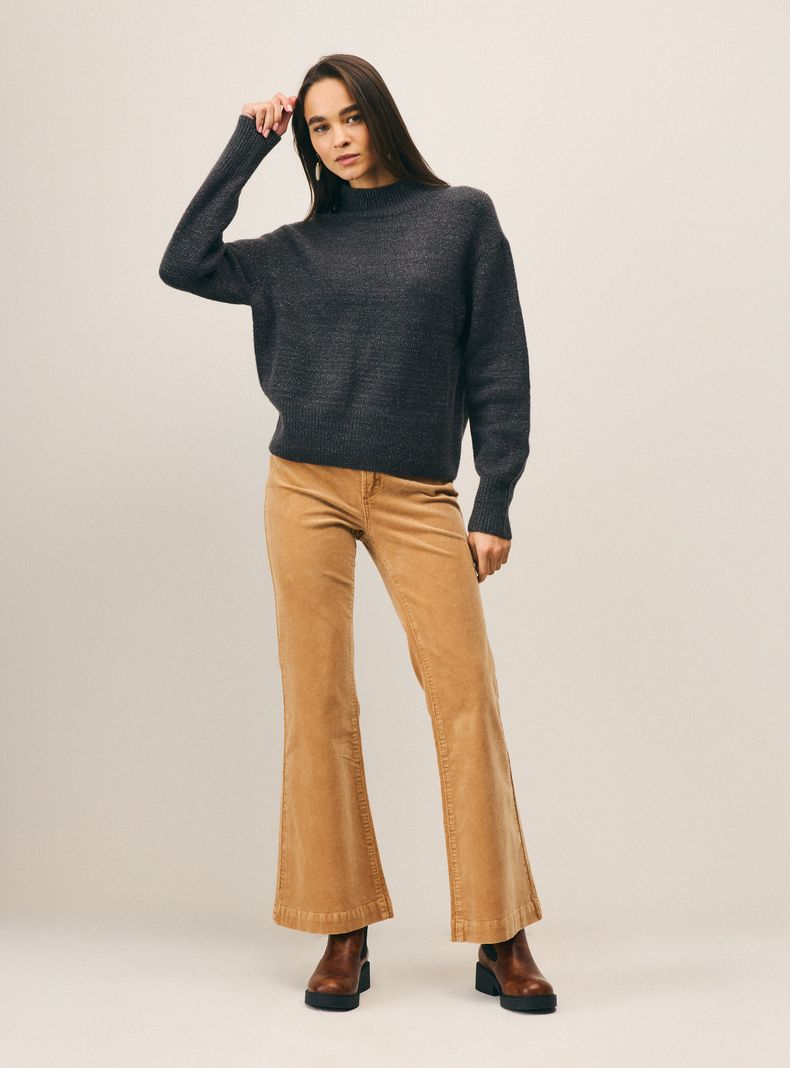 Sweater Cuelllo Alto Tejido con Hilo Metalizado-4