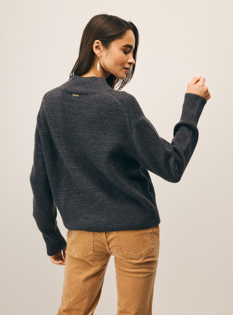 Sweater Cuelllo Alto Tejido con Hilo Metalizado-1