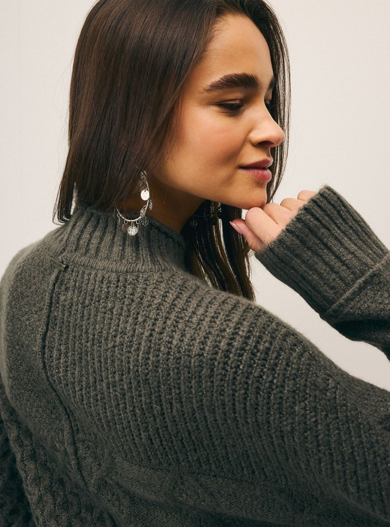 Sweater Mezcla de Trenzas Texturas-3