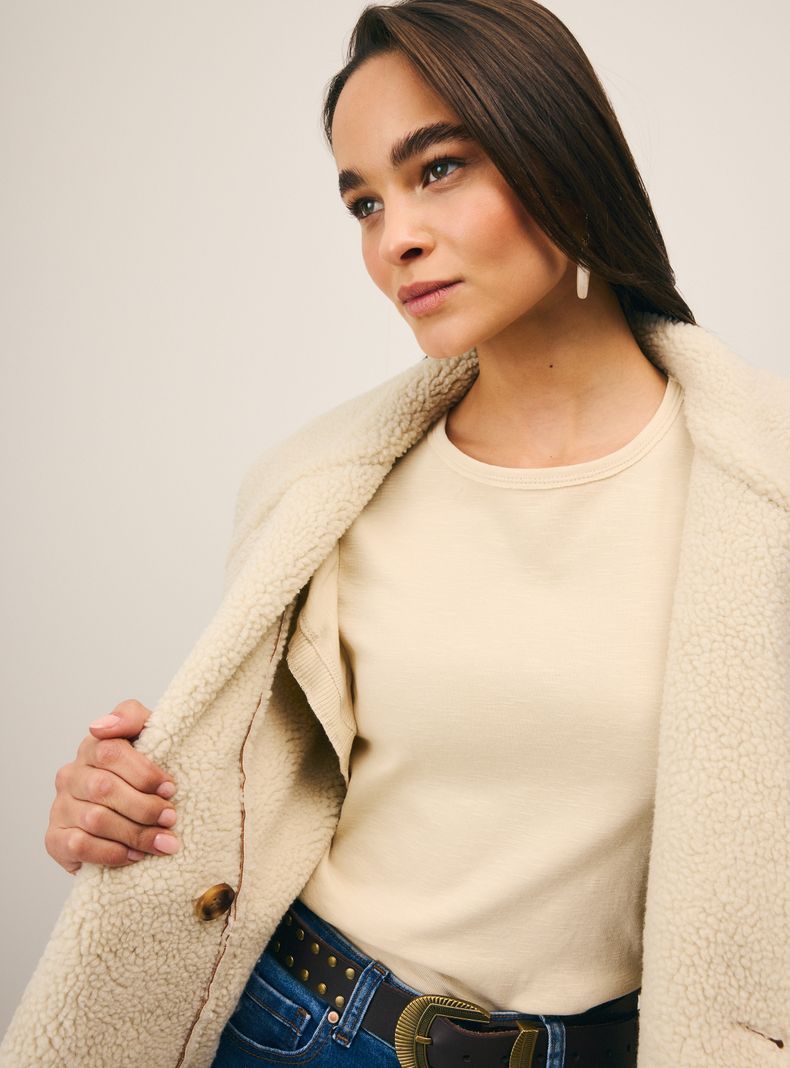 Chaqueta Agamuzada Forrada en Sherpa con Doble Abotonadura-3