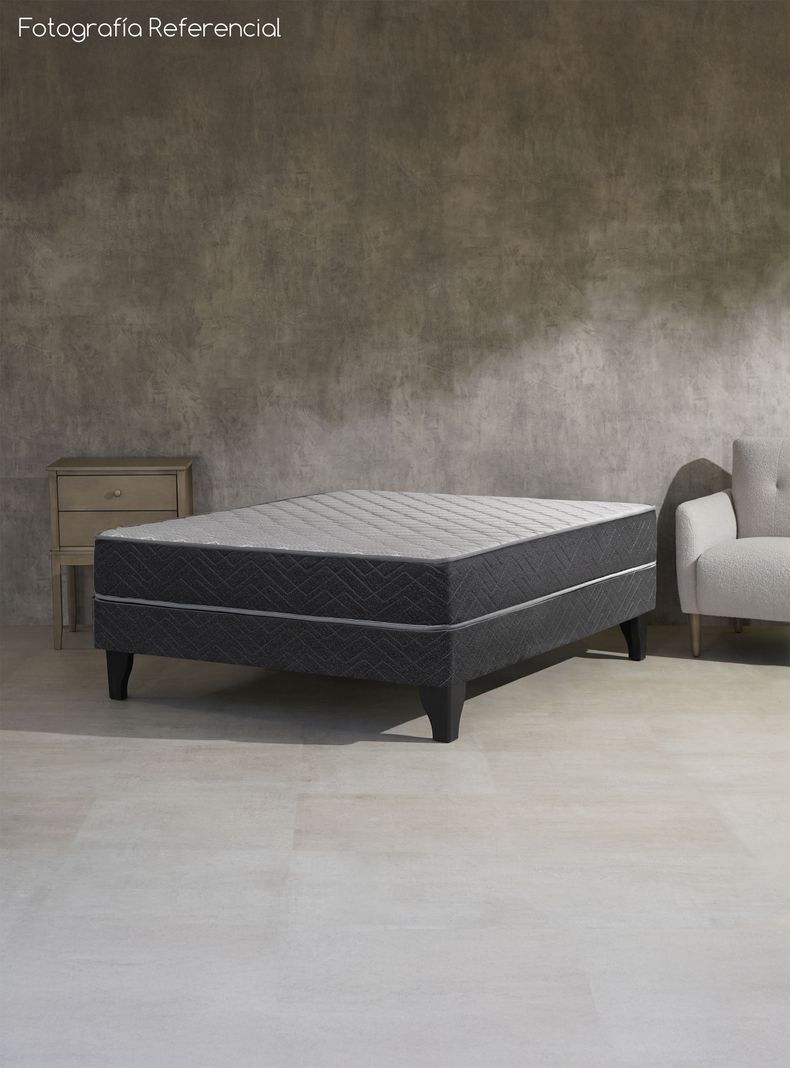 Cama Europea Apolo Black 2 Plazas x190 cm + Respaldo Nuit-5