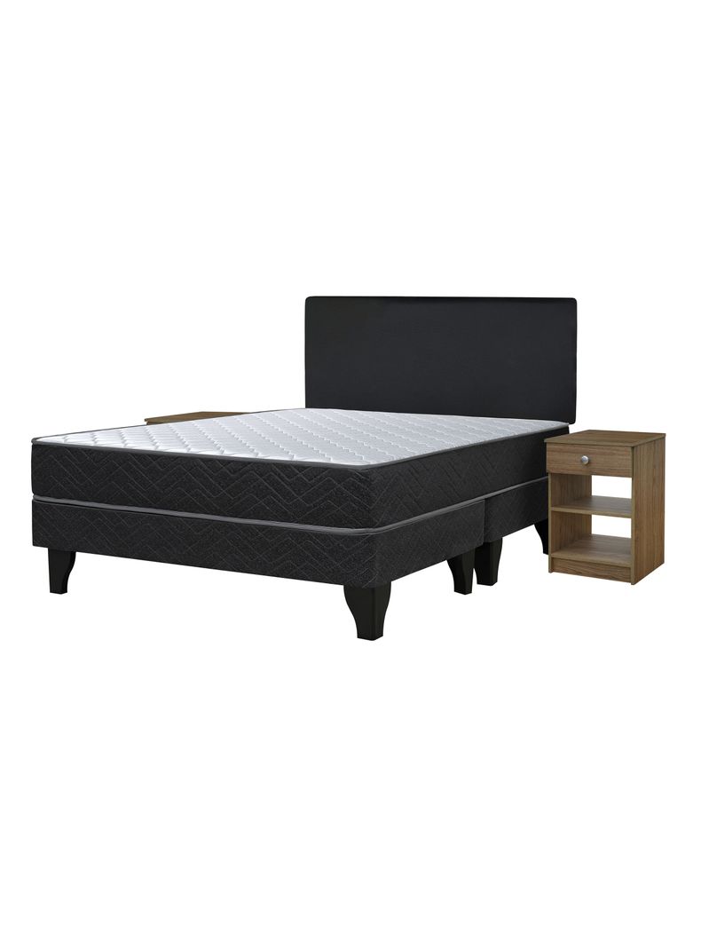 Cama Europea Cadiz 2 Plazas Base Dividida + Respaldo Nuit + Velador Granada Nude