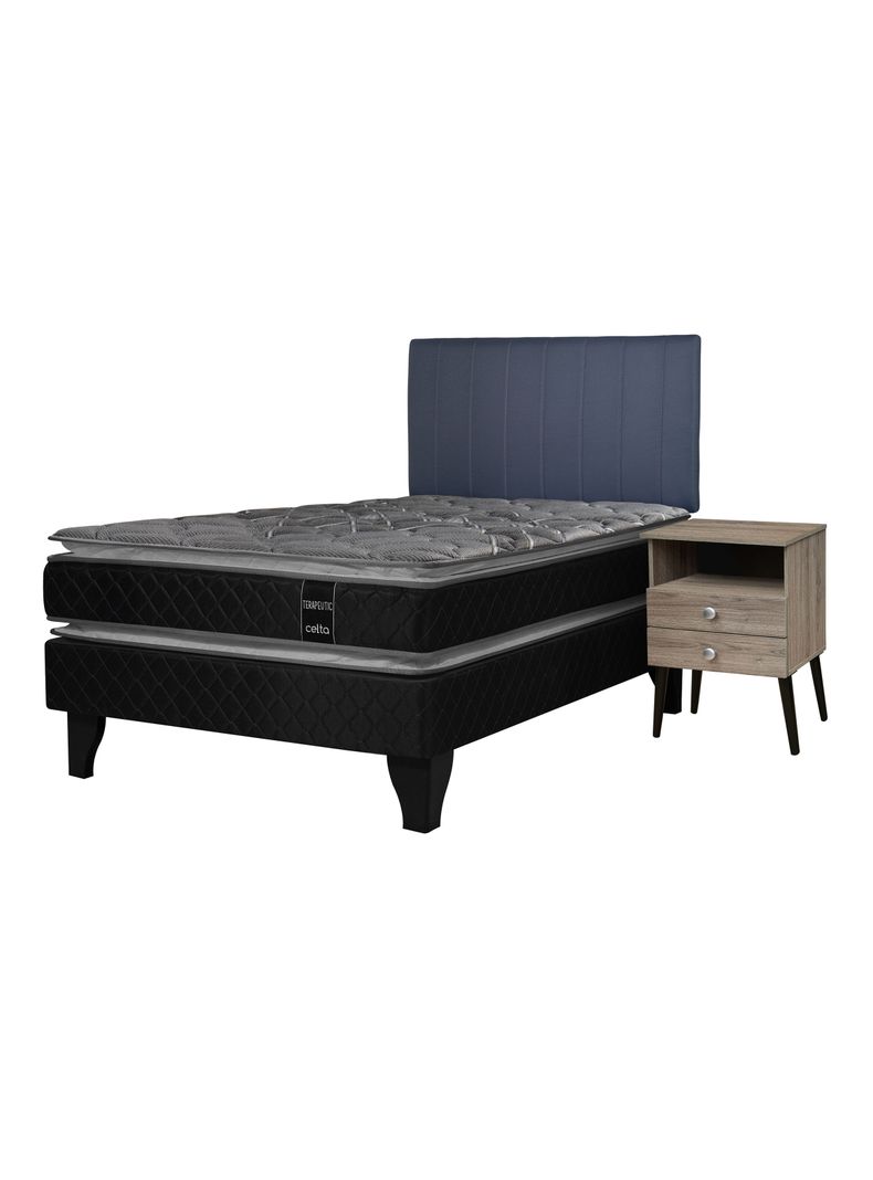 Cama Europea Terapeutic 1.5 Plazas x190 cm + Respaldo Merci + Velador Malaga Honey-0