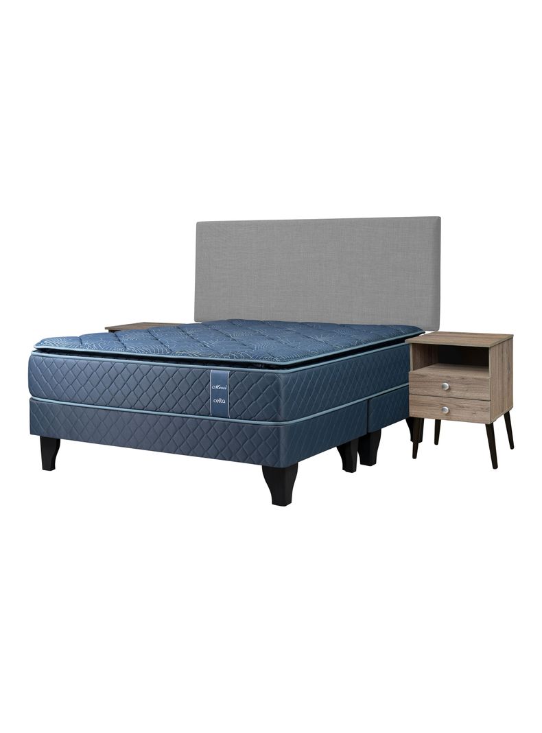 Cama Europea Merci 2 Plazas de Base Dividida + Respaldo y Veladores Málaga