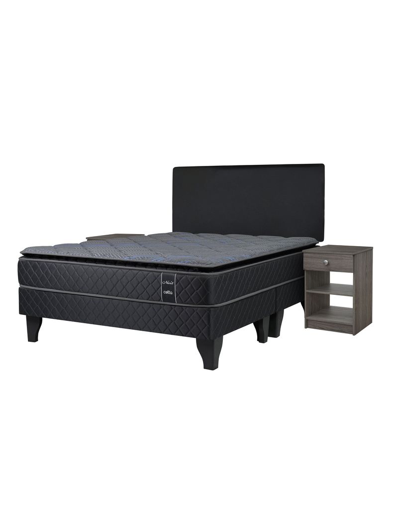 Cama Europea Nuit King + Respaldo Nuit + Veladores Granada Grey-0