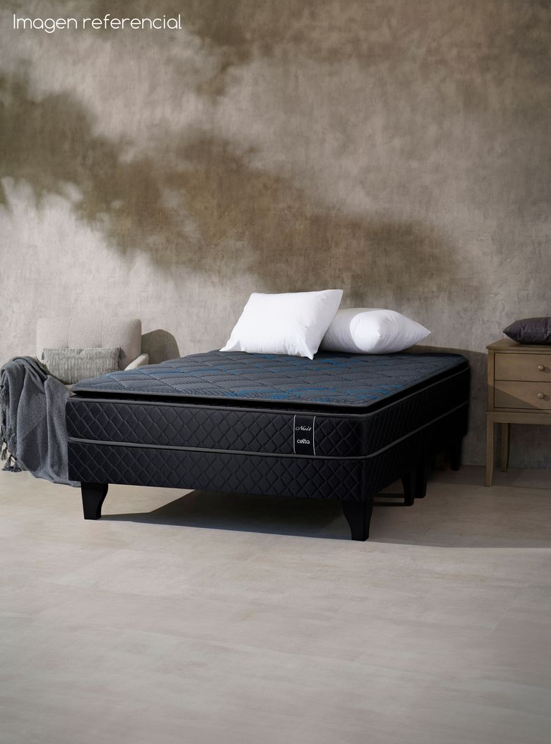 Cama Europea Nuit King + Respaldo Nuit + Velador Granada Honey-5