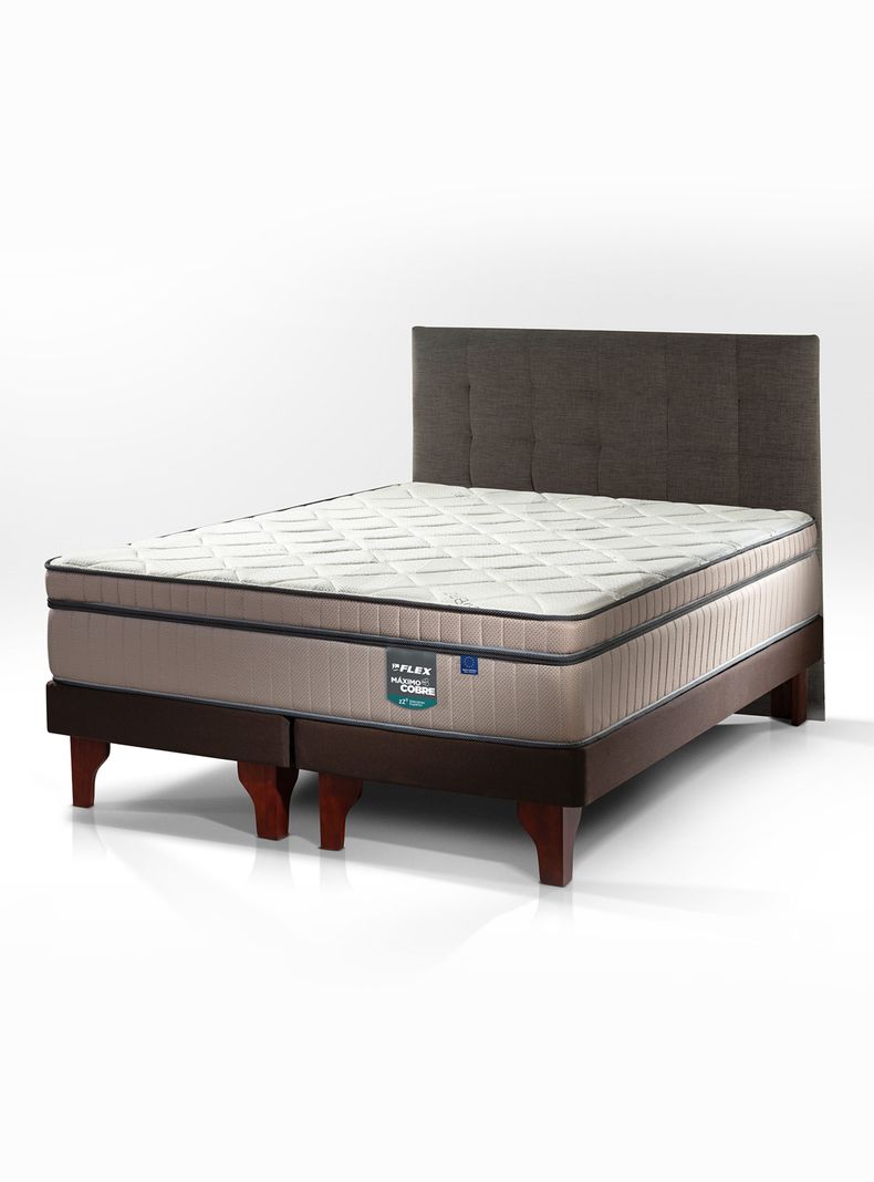 Cama Europea Máximo Cobre King 180x200 cm + Respaldo Design Grafito