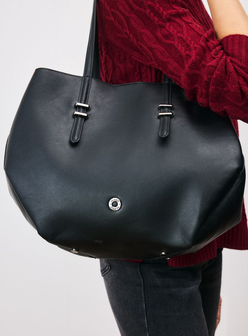 Cartera Totebag Efecto Cuero Fluído-1