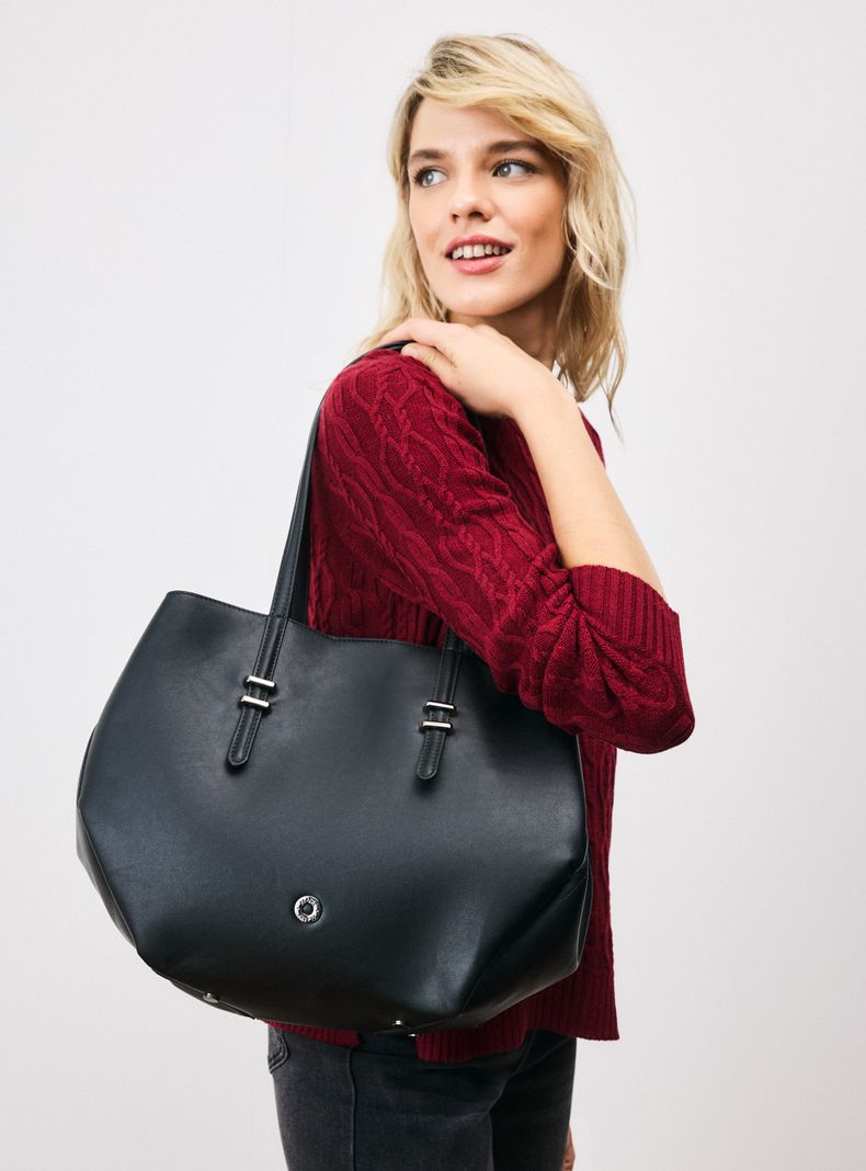 Cartera Totebag Efecto Cuero Fluído-5