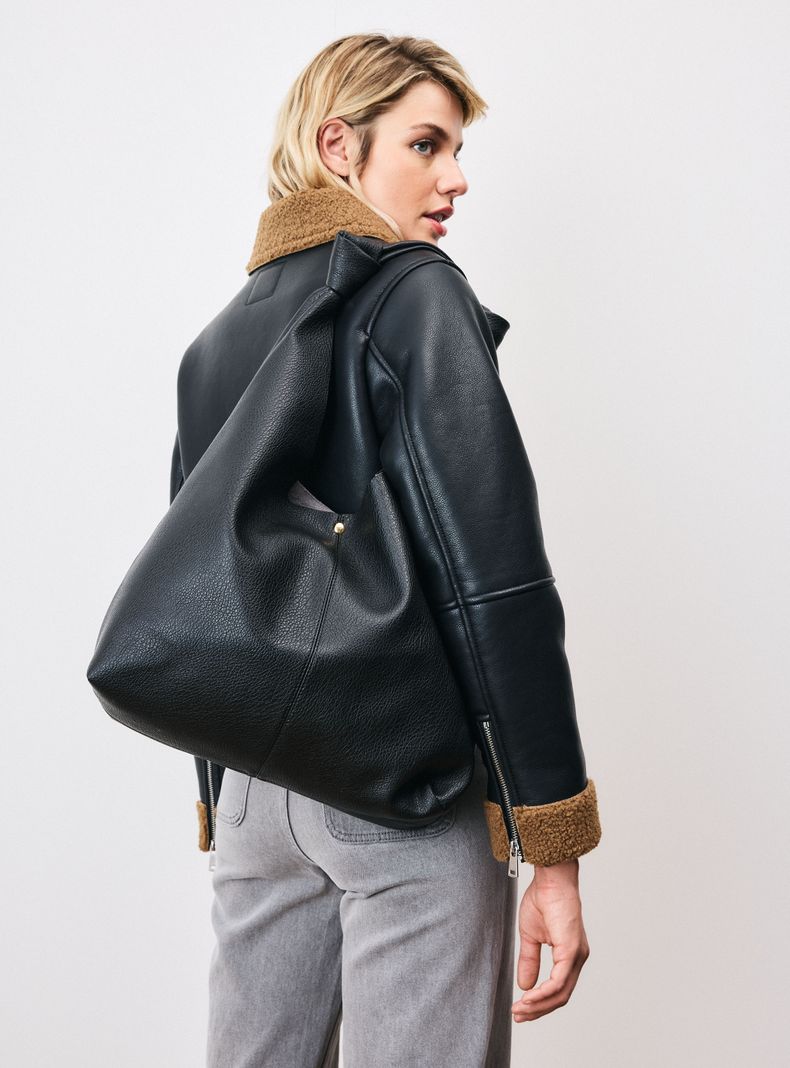 Cartera Totebag Efecto Cuero con Nudos-0