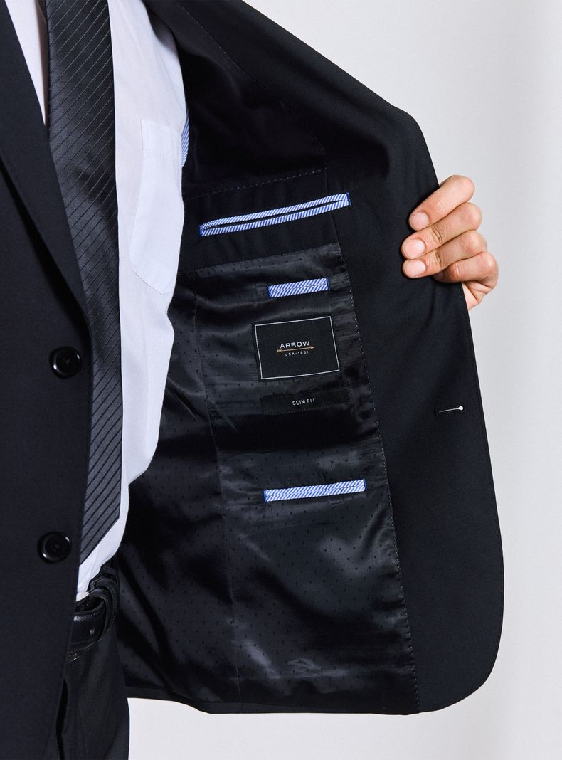 Traje Recto 100% Lana Lisa Slim Fit-3