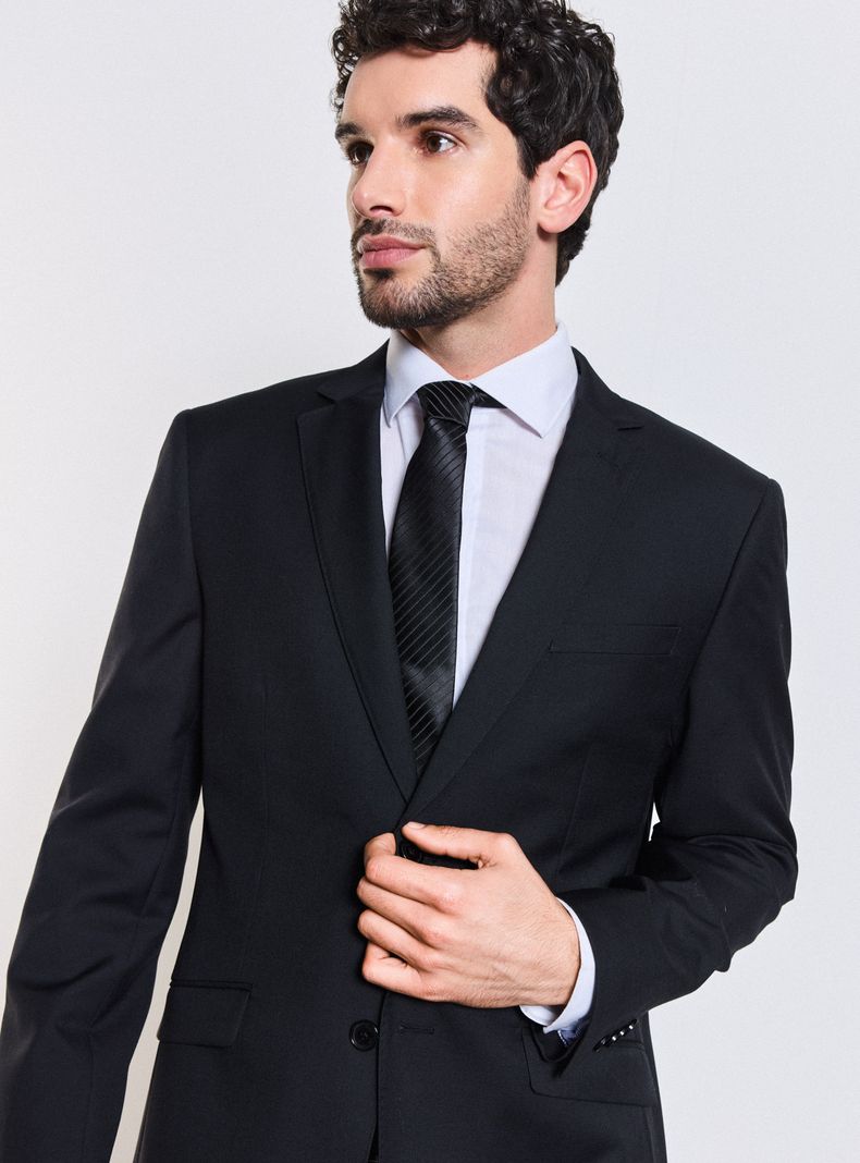 Traje Recto 100% Lana Lisa Slim Fit-2