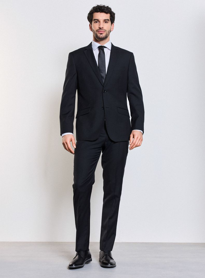 Traje Recto 100% Lana Lisa Slim Fit-4