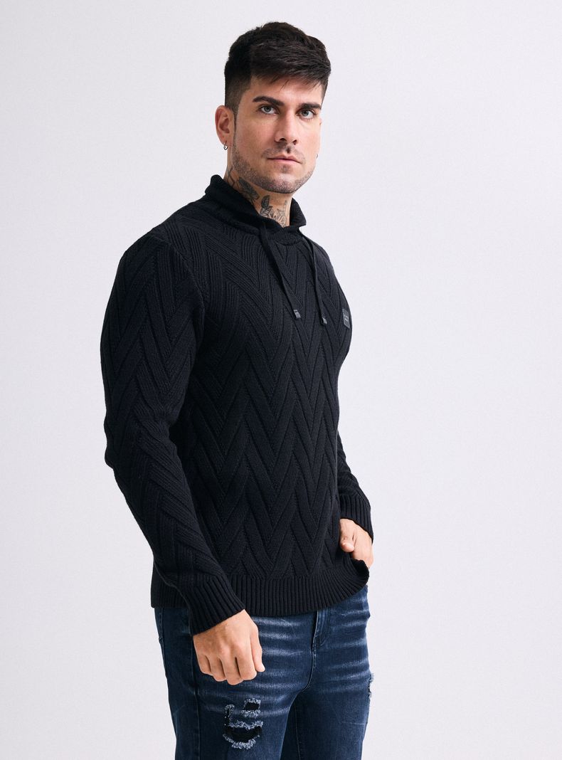 Sweater Tejido Zig Zag Cuello Alto Cruzado-0
