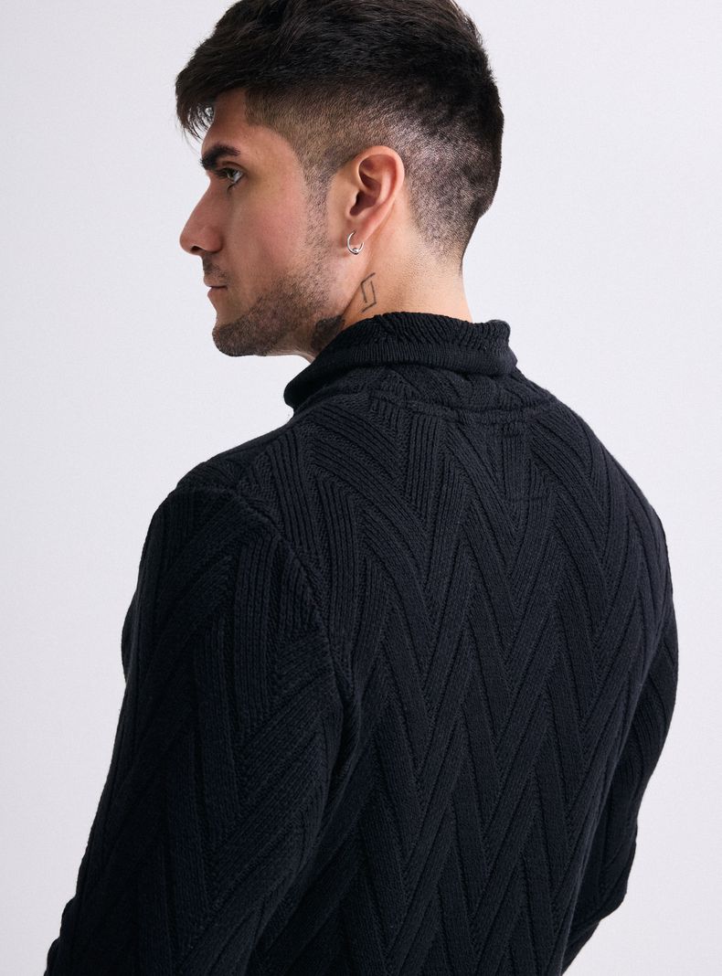 Sweater Tejido Zig Zag Cuello Alto Cruzado-3