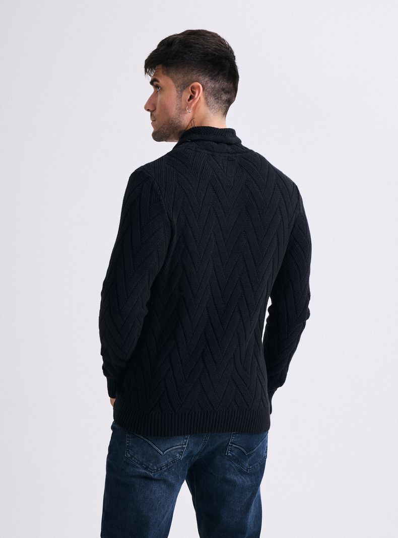 Sweater Tejido Zig Zag Cuello Alto Cruzado-1
