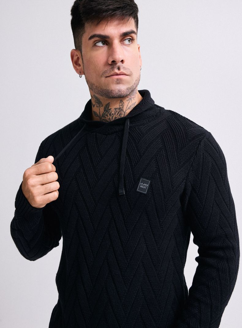 Sweater Tejido Zig Zag Cuello Alto Cruzado-2