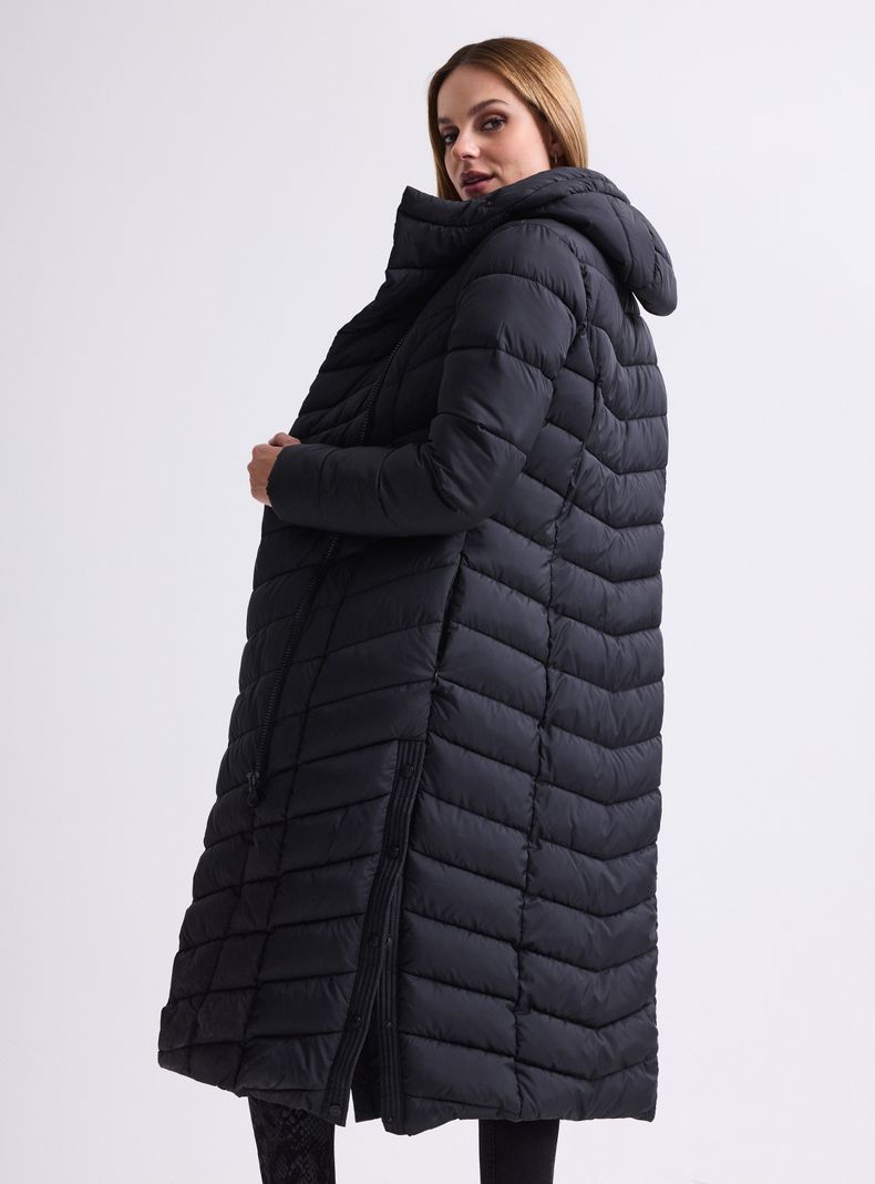 Parka Extra Larga Acolchada con Gorro Cierre Cruzado-1