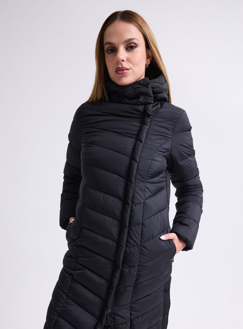 Parka Extra Larga Acolchada con Gorro Cierre Cruzado-2