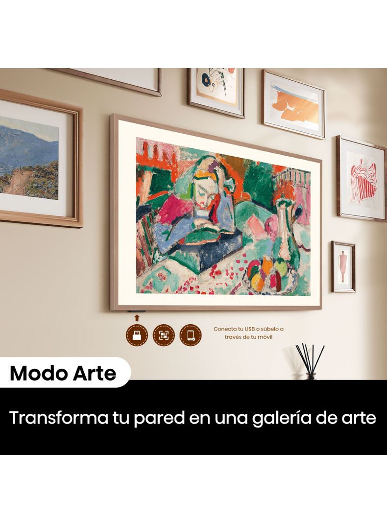 QLED Smart TV 55" 4K UHD Canvas TV + Marco Color Madera-3