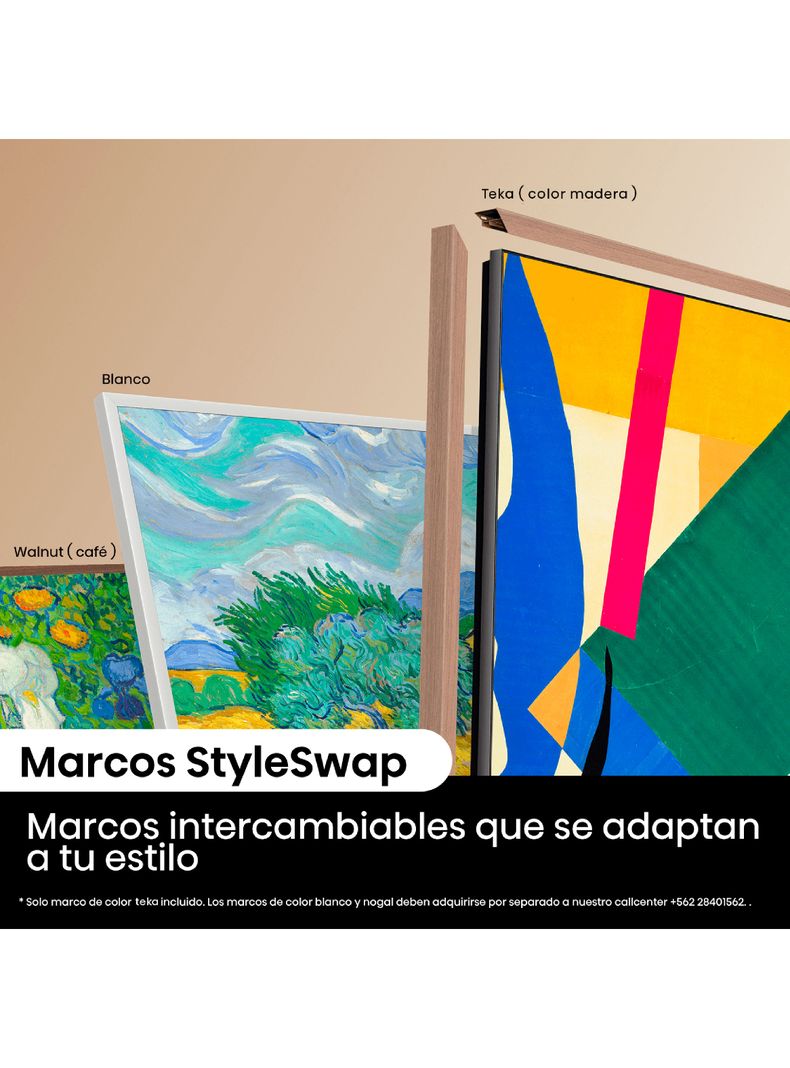 QLED Smart TV 55" 4K UHD Canvas TV + Marco Color Madera-4