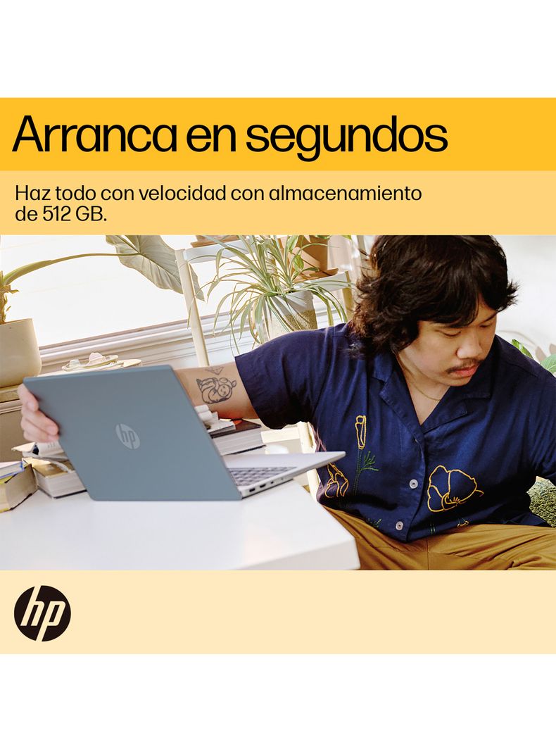 Notebook HP 14-EM0017LA AMD Ryzen5 7520U 8GB RAM 512GB SSD 14" Full HD Webcam 1080p Wi-Fi 6-9