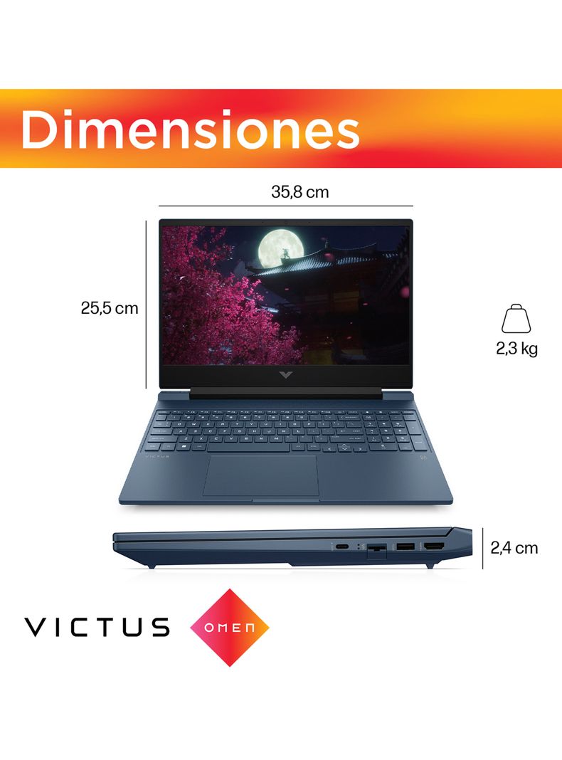 Notebook Victus 15-fa1097la Intel Core i7 NVIDIA GeForce RTX 4050 16GB RAM 1TB SSD 15.6" FHD 144 Hz-1