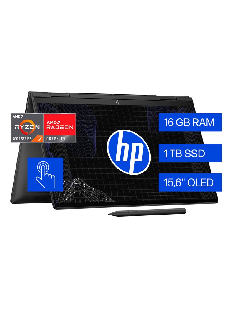 Notebook HP Envy x360 15-fh0008la AMD Ryzen 7 16GB SSD 1TB SSD