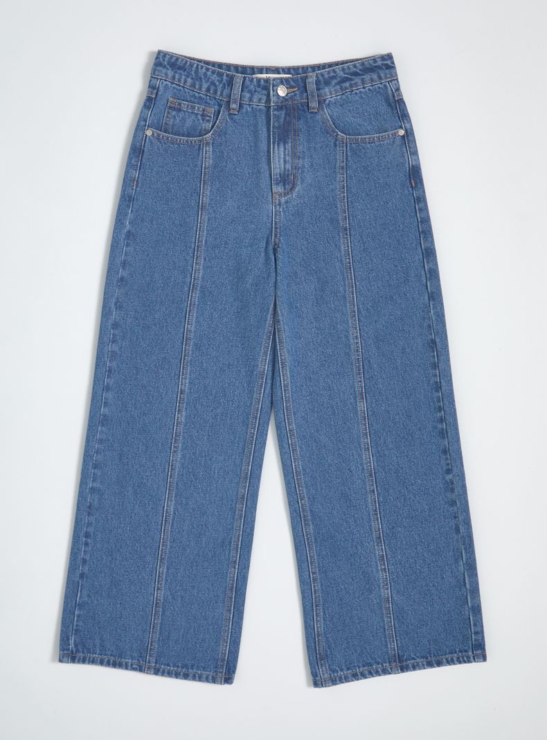 Jeans con Corte y Doble Pespunte en el Centro de la Pierna-0