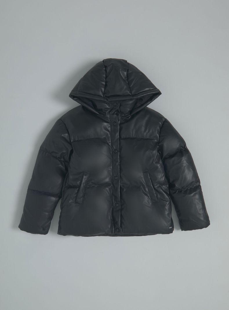 Parka Puffa con Capucha y Bolsillos-2