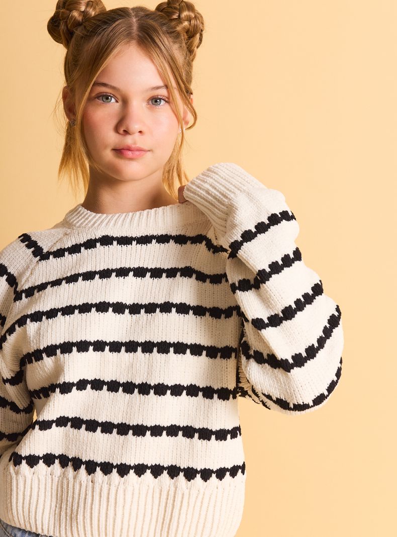 Sweater Jacquard Blanco y Negro-1