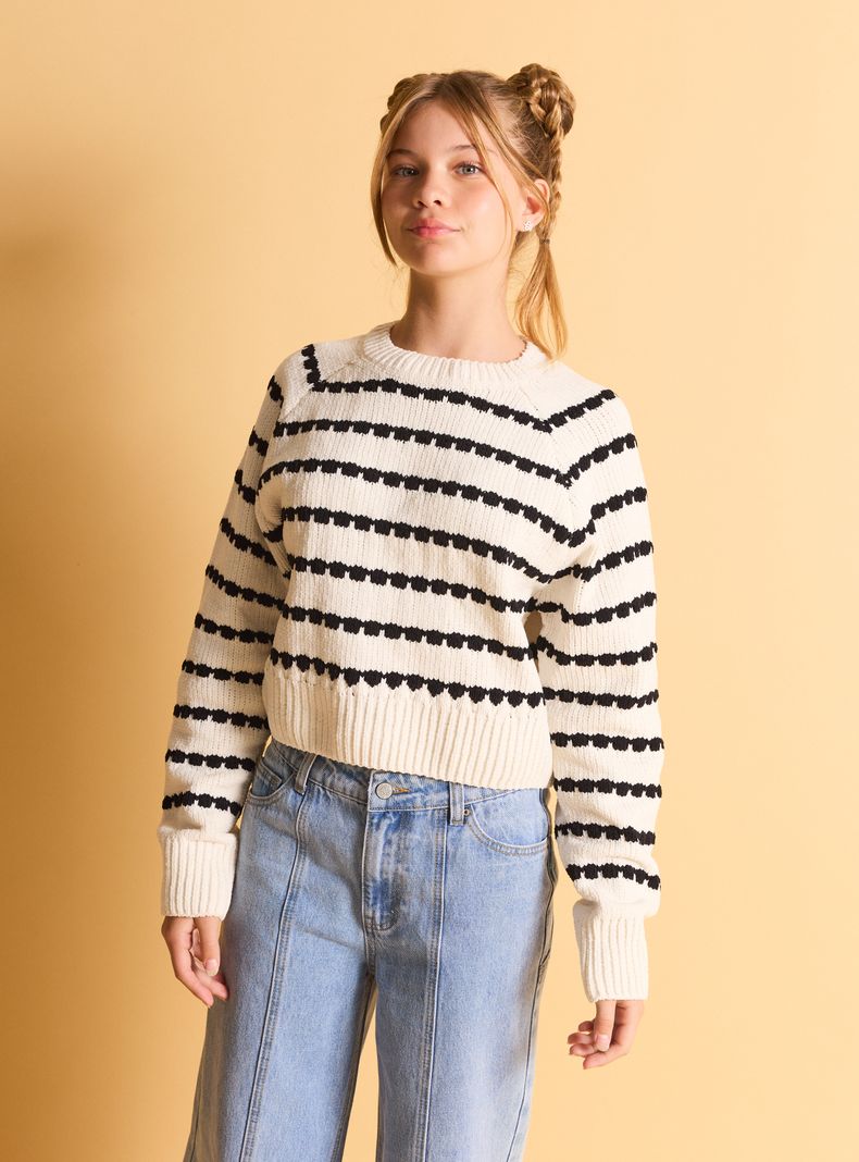 Sweater Jacquard Blanco y Negro-0