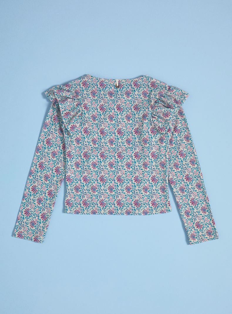 Polera Estampada Rib con Volante-1