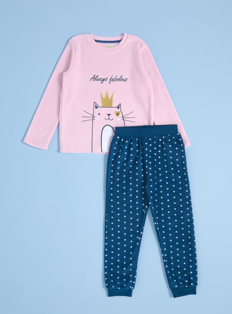 Pijama Polar Aplicación con Bordado-0