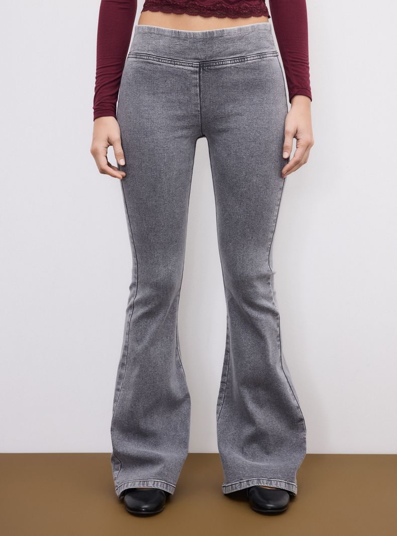 Flared Opposite Opposite - Jeans Flare Legging Pull On Tiro Bajo | Ofertitas