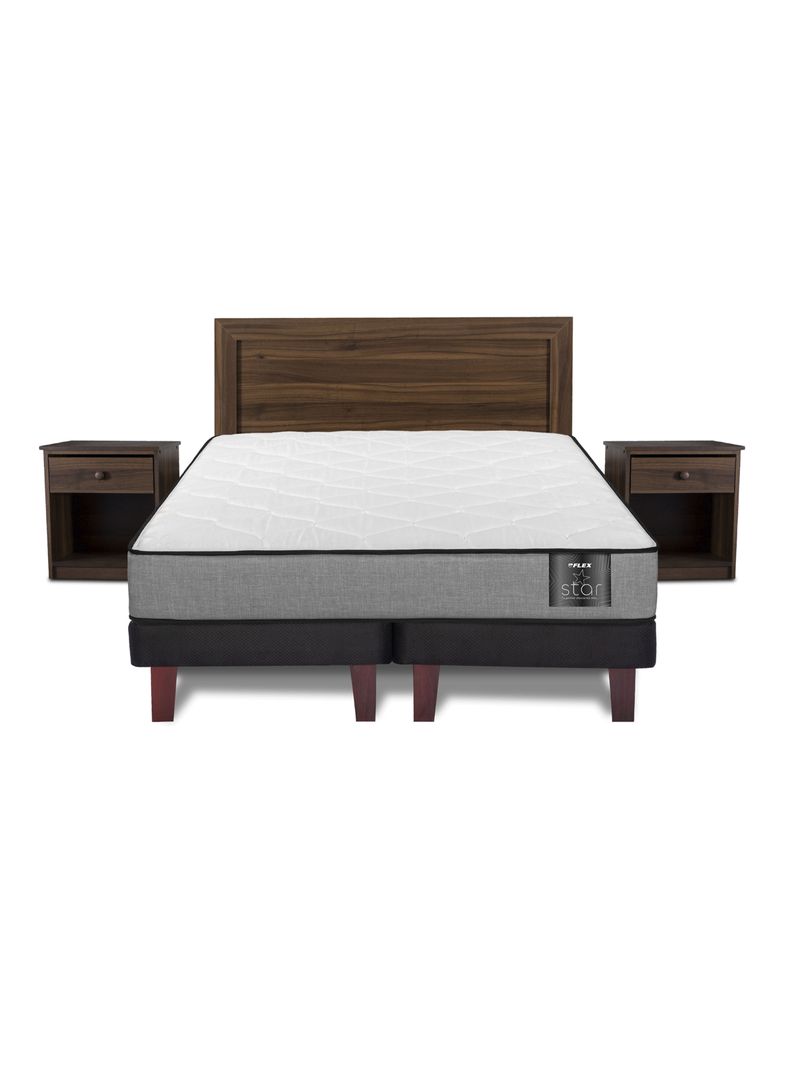 Cama Europea Star 2 Plazas Box Base Dividida + Set Asturias-2