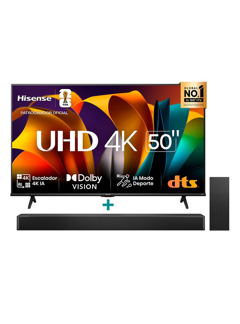 LED Smart TV 50'' 4K UHD 50A6N + Soundbar HS205 Hisense | Paris.cl