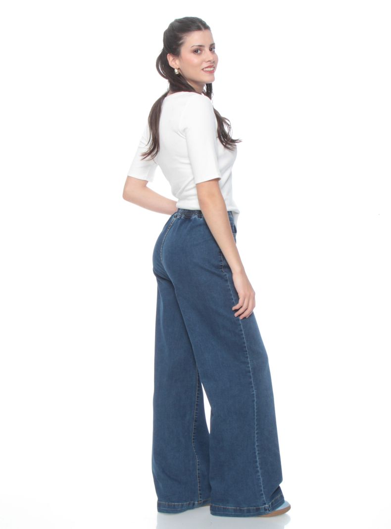 Jeans Jogger Wide Leg Tiro Alto Pretina-4