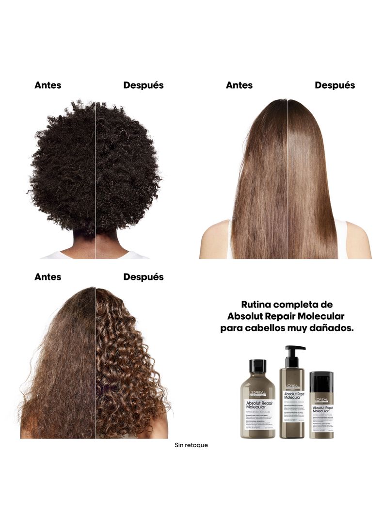 Set Profesional Reparación Shampoo 300 ml + Máscara con Enjuague 250 ml Absolut Repair Molecular-3
