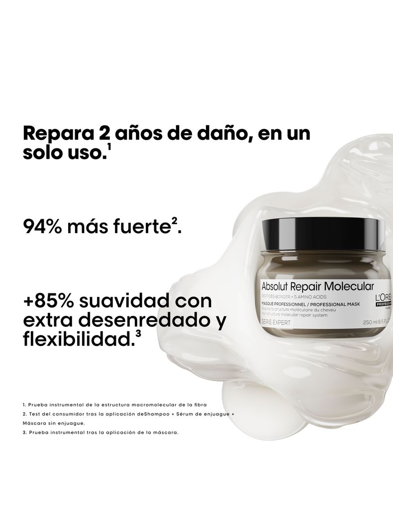Set Profesional Reparación Shampoo 300 ml + Máscara con Enjuague 250 ml Absolut Repair Molecular-2