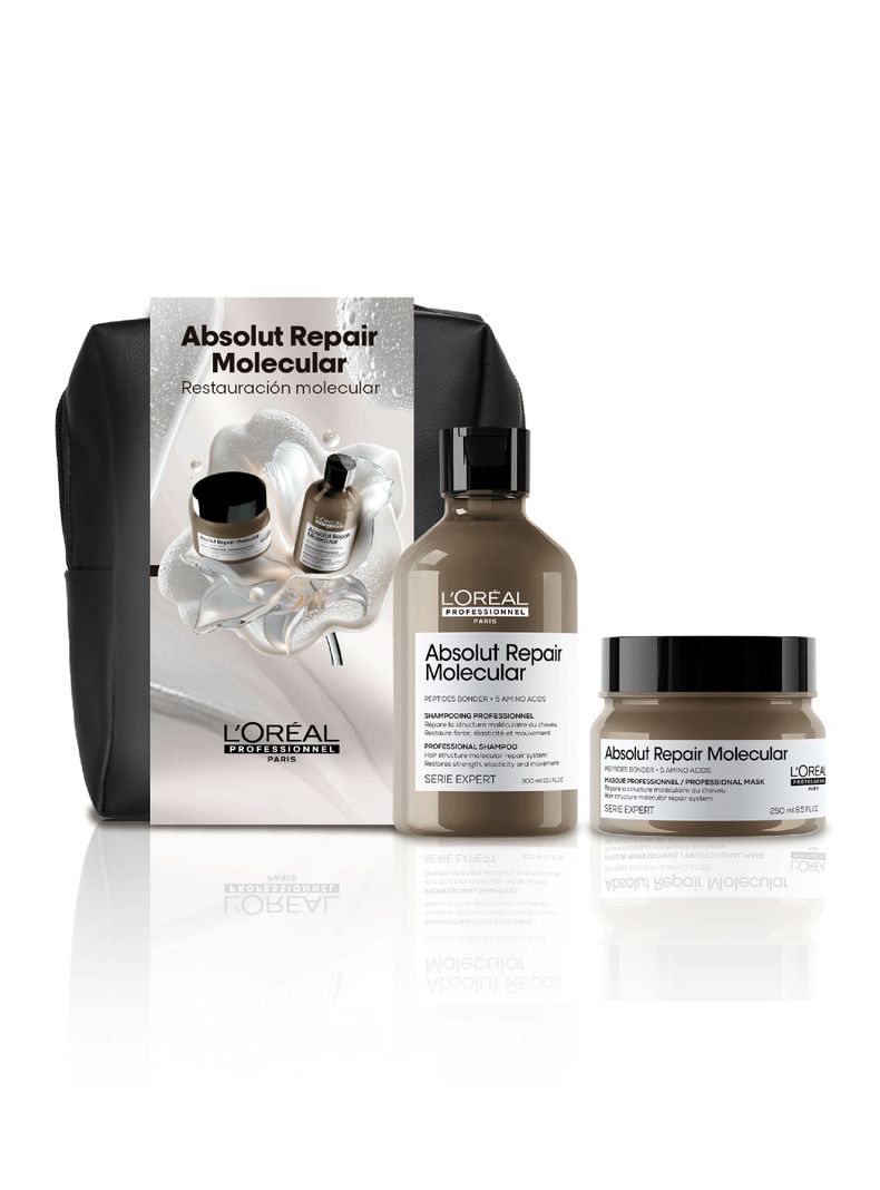 Set Profesional Reparación Shampoo 300 ml + Máscara con Enjuague 250 ml Absolut Repair Molecular-0