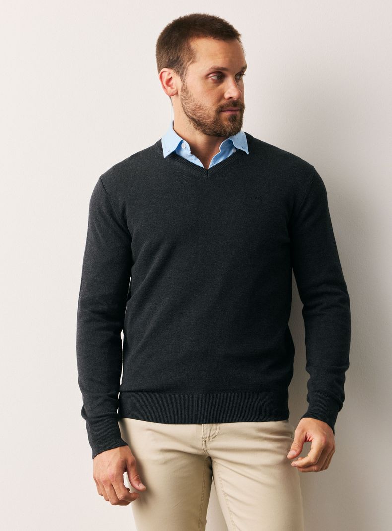 Sweater Básico Cuello V Casual