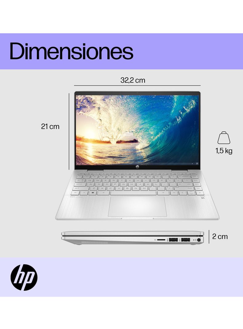 Notebook HP Pavilion x360 14-EK1012LA Intel i5 8GB RAM 512GB SSD 14" FHD Táctil Windows 11 Home-1
