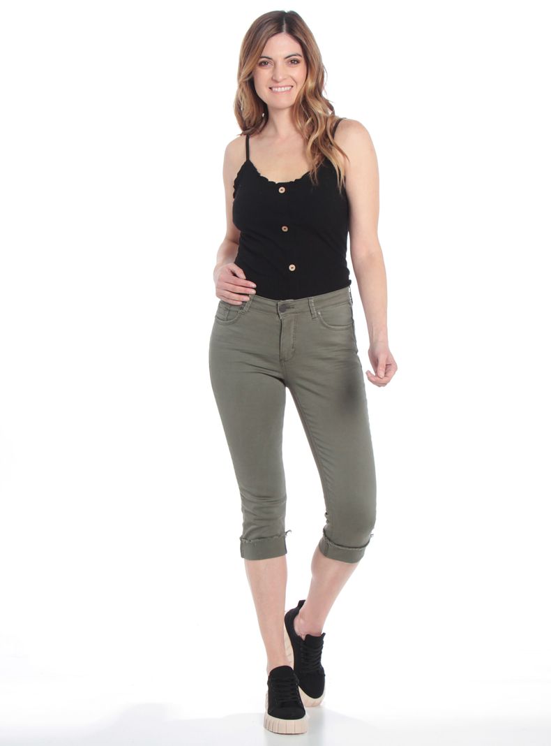 Pantalón Pitillo Crop con Basta Roll Up Pretina-3