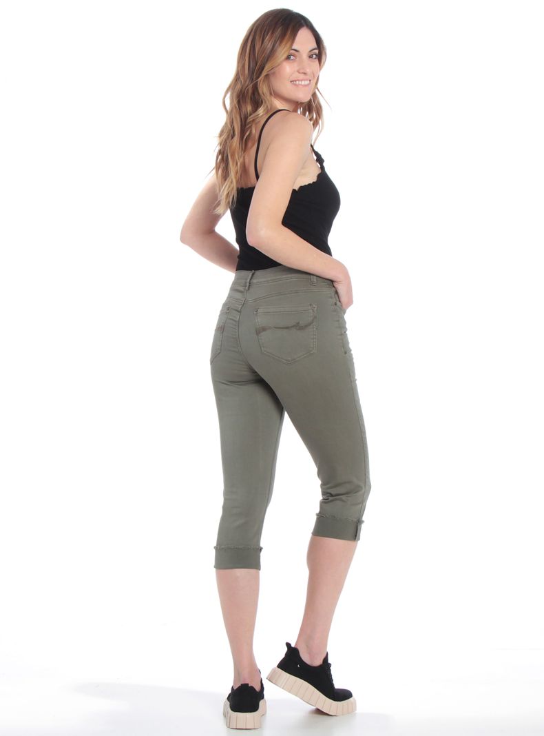 Pantalón Pitillo Crop con Basta Roll Up Pretina-4