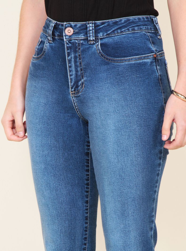 Jeans Recto Tiro Alto Push Up Pretina 1 Botón-2